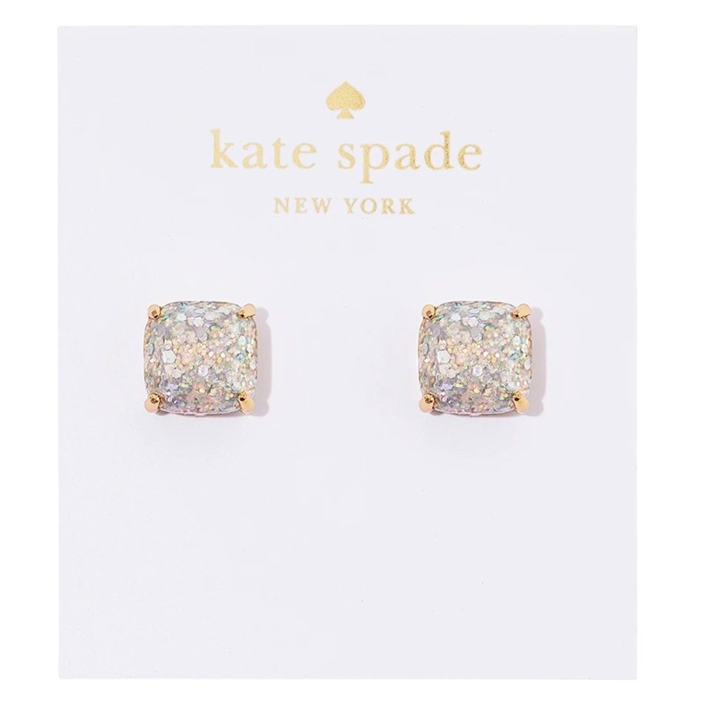 Kate Spade Opal Glitter Gold Square Stud Earrings